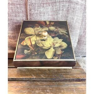 Decoline Victorian Floral Footed Jewelry Writing Trinket Rectangle Box